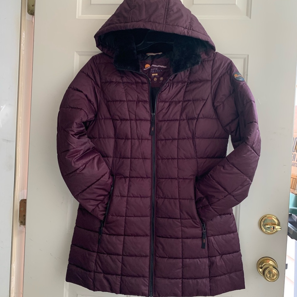 Women's Purple Quilted Hooded Jacket